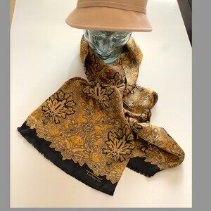 Talbots multi-colored rectangle paisley pattern scarf, 100% silk, 11 x 58 inches